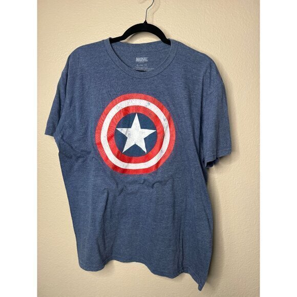 Marvel Men's Blue Captain American T-Shirt, captain America, marvel t-shirt, - Picture 2 of 5